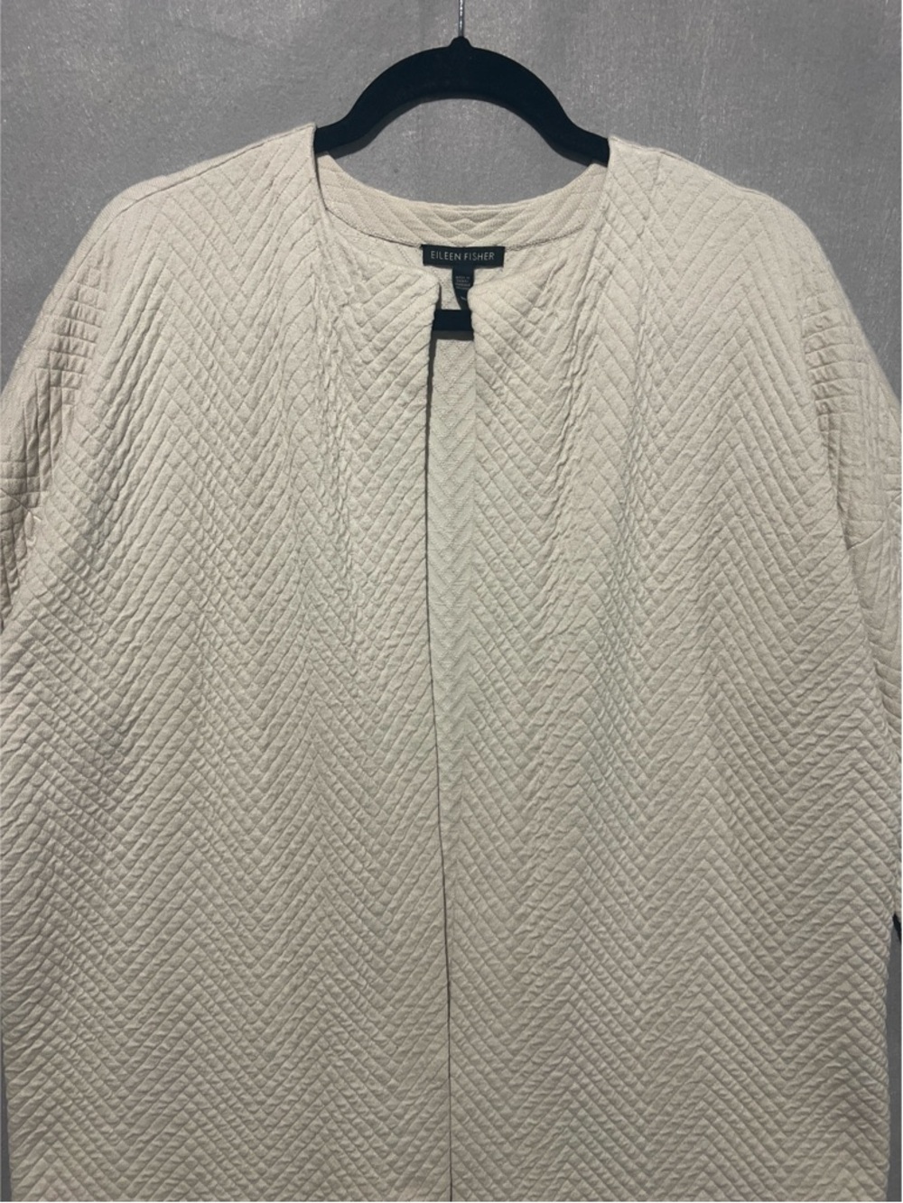 Eileen Fisher Jacket Women’s M Bone Silk Organic Cotton Interlock Jacquard - Picture 4 of 11